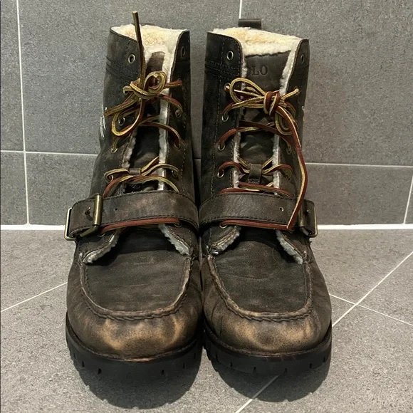 Polo Ralph Lauren Ranger Air Division Boots Faux Shearling Mens Size 12